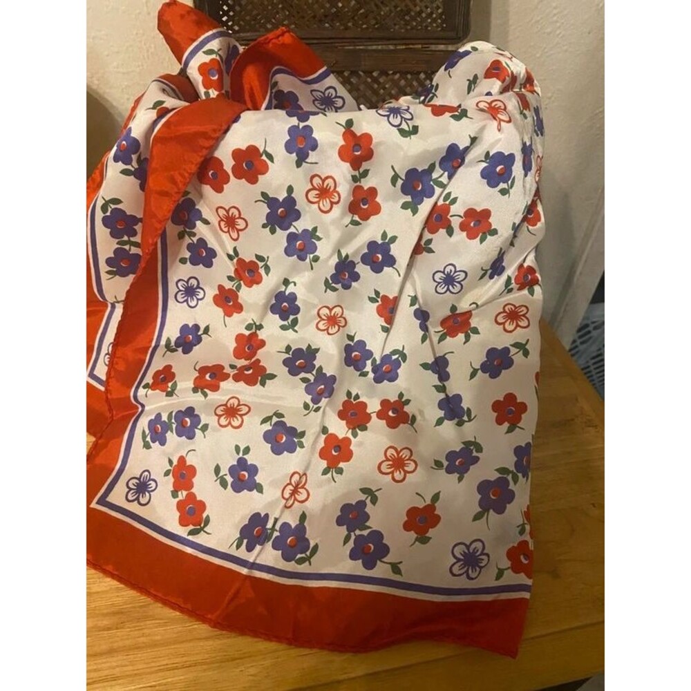 Vintage Mid-Century Mod Floral Square Scarf